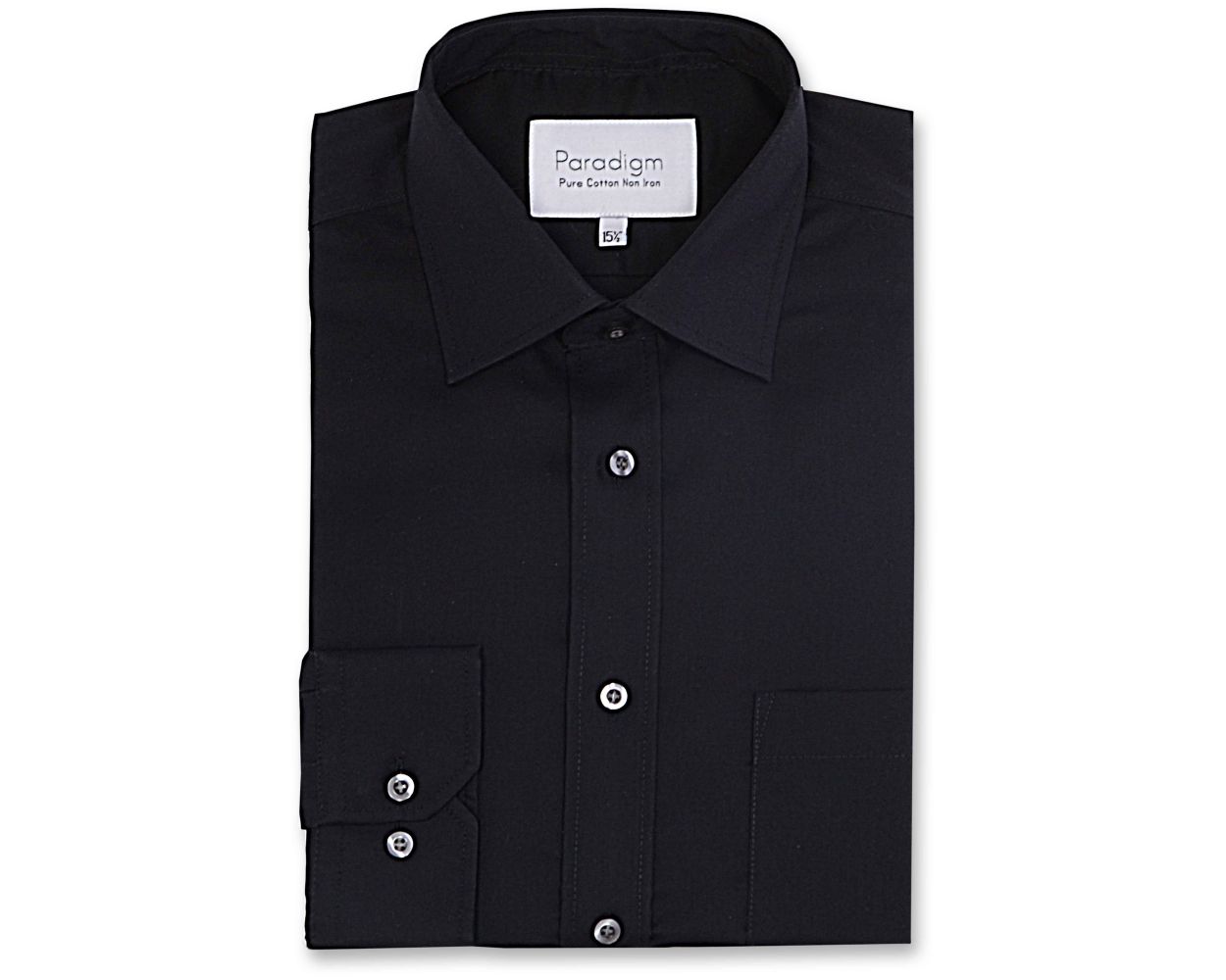 Men's Black Single Cuff 100% Cotton Shirt | Double TWO