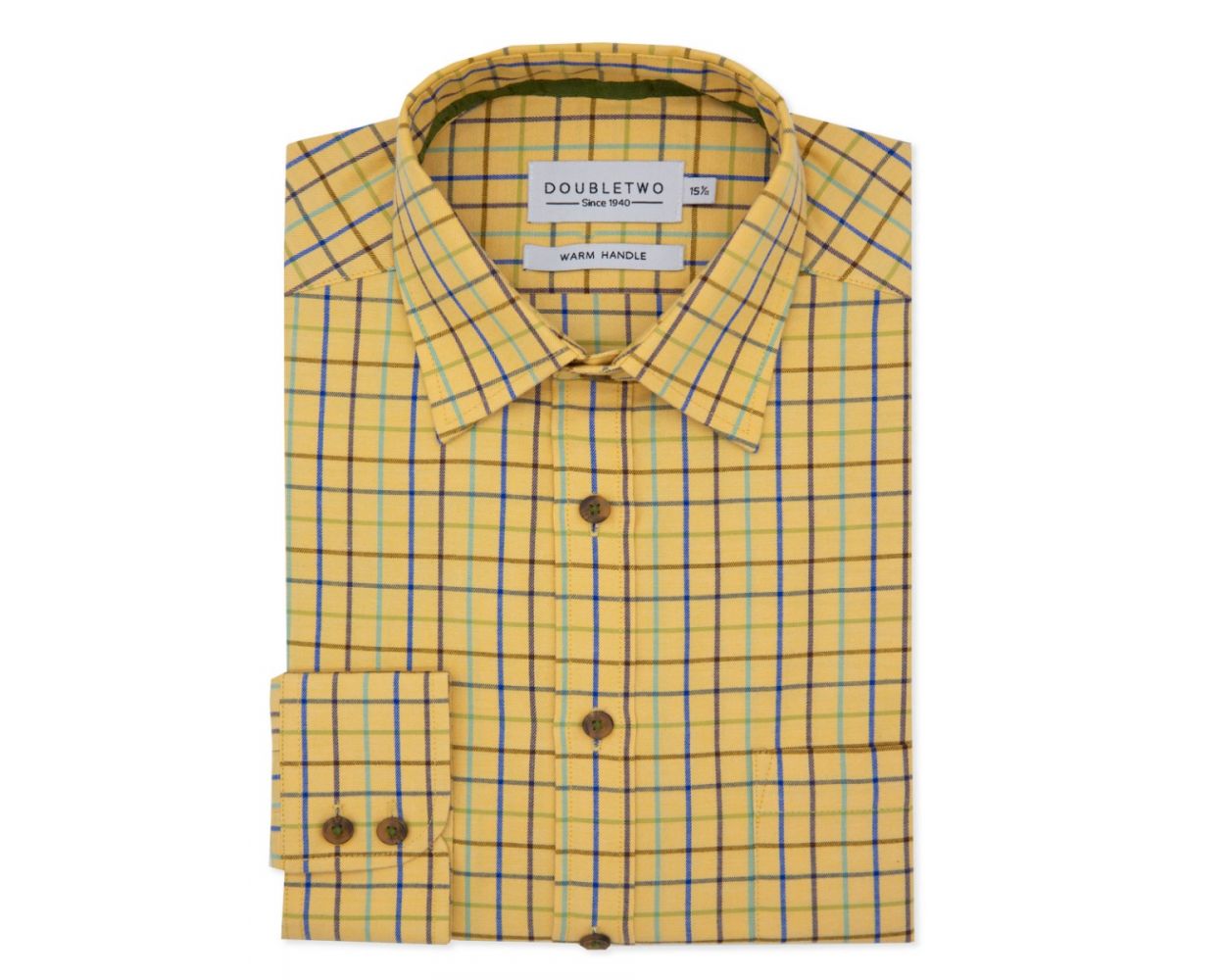 Men's Mustard Tattersall Check Warm Handle Shirt | Double TWO