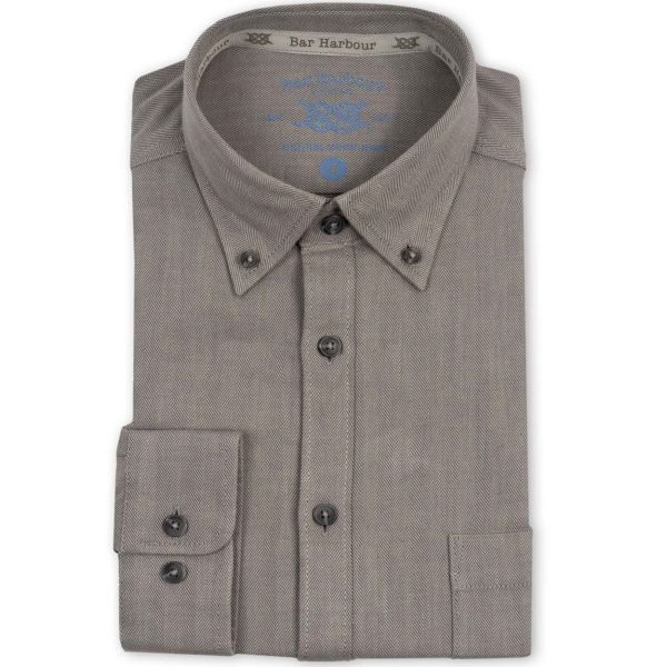 Grey Herringbone Recycled Cotton Casual Shirt