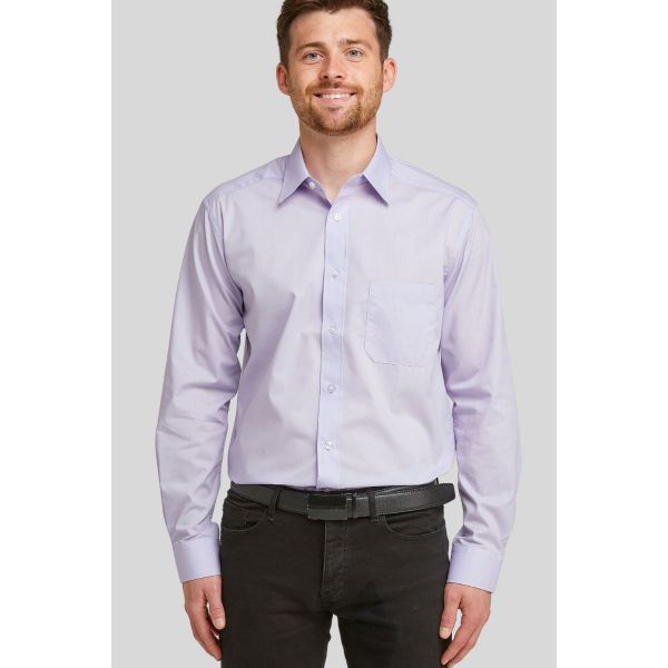 Double TWO Lilac Classic Cotton Blend Long Sleeve Shirt