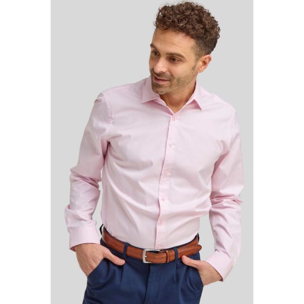 double two tailored fit pink stretch formal shirt