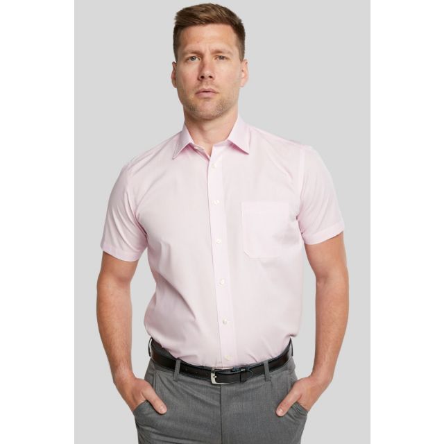 Pink Classic Cotton Blend Short Sleeved Shirt