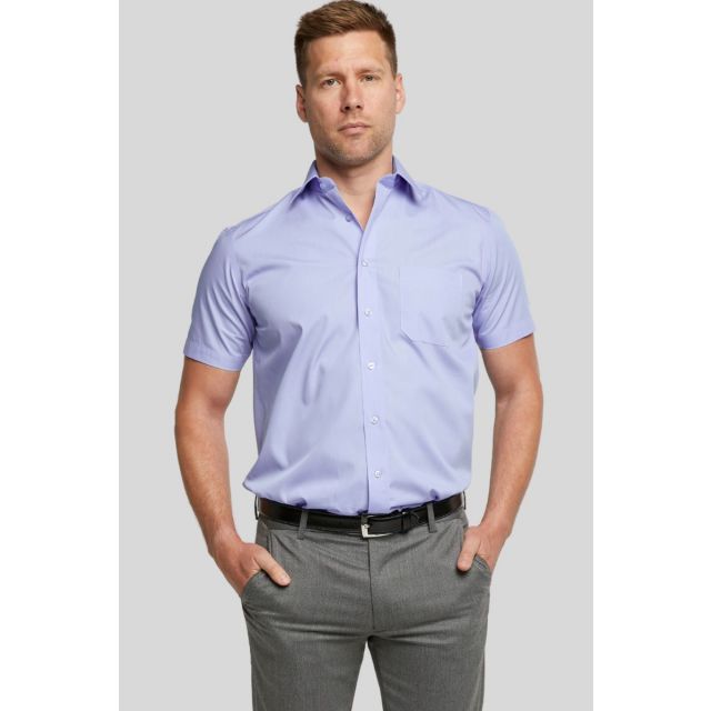 Double TWO Fresh Blue Short Sleeved Non-Iron Cotton Rich Shirt