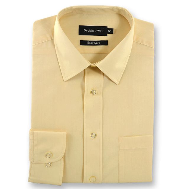 Men's Cream Classic Easy Care Long Sleeve Shirt | Double TWO